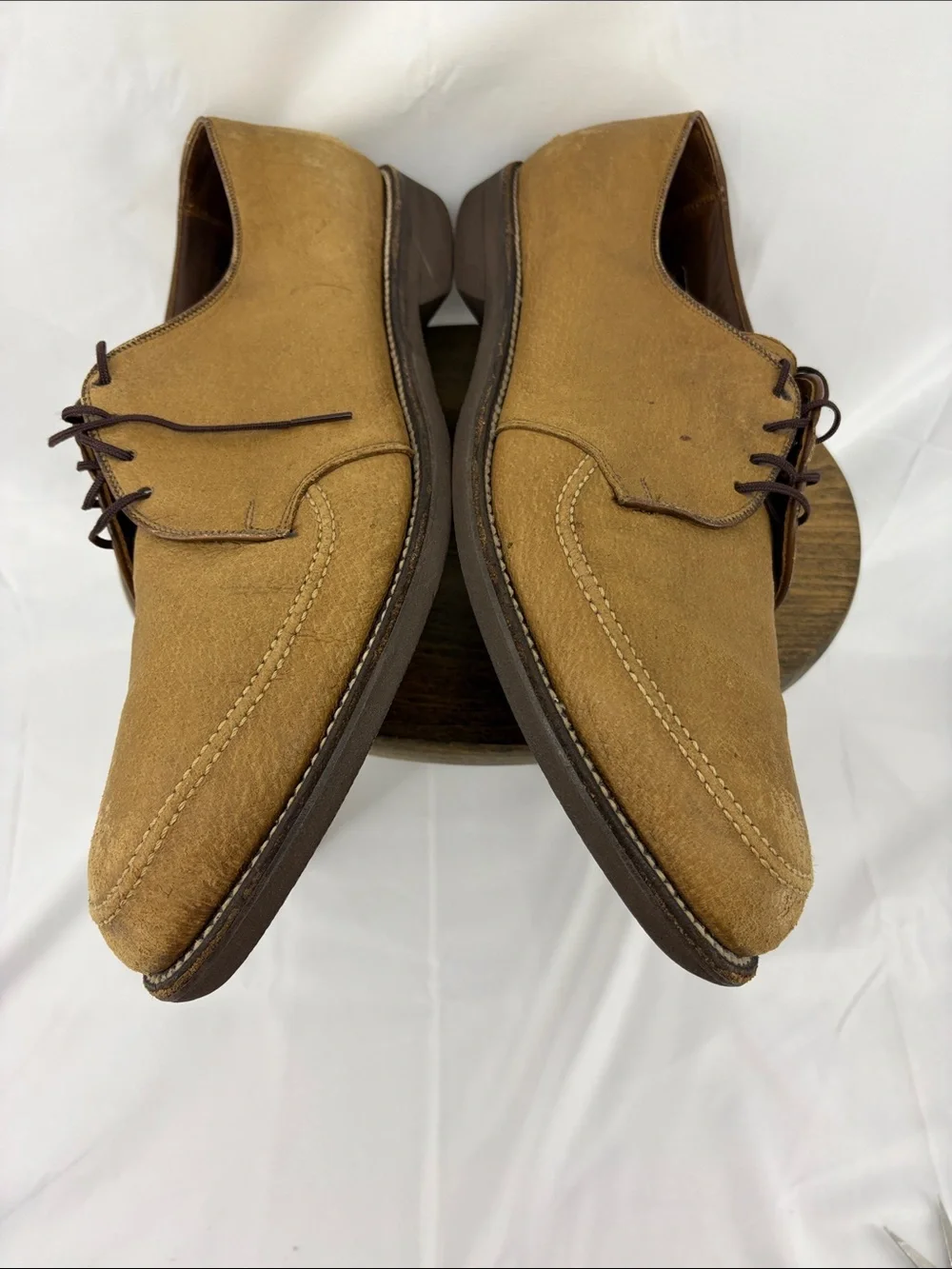 Allen Edmonds Mens Turf Skos Caramel Snuff Suede Lace-up Split-Toe Derby, sz 14